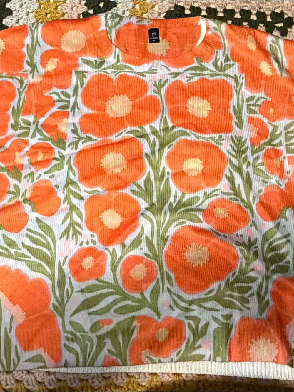 Floral Orange Poppy Knit Top